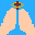 Hands praying with cross and halo above